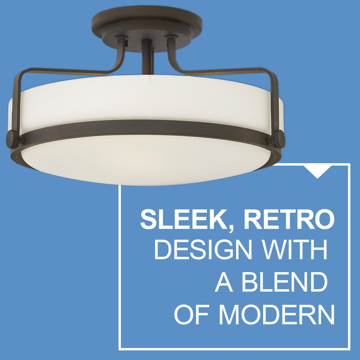 Hinkley Harper 3643OZ Large Semi-Flush Ceiling Light, Sleek, Retro